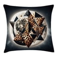 thumbnail image 1 of Ambesonne Leopard Throw Pillow Cushion Cover, Polygonal Globe Full Moon, 26" X 26", Dark Blue Grey and Amber, 1 of 2
