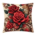 thumbnail image 1 of Ambesonne Leopard Throw Pillow Cushion Cover, Red Roses Swirls Wild Cat, 28" X 28", Vermilion Caramel Beige, 1 of 2