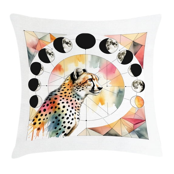 Ambesonne Leopard Throw Pillow Cushion Cover, Watercolor Art Poly Moon, 26" X 26", Coral Rose and Pale Teal