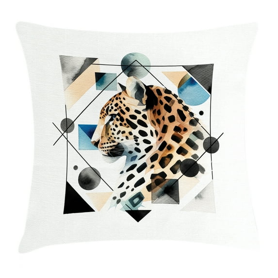 Ambesonne Leopard Throw Pillow Cushion Cover, Watercolor Minimal Modern, 26" X 26", Brown White and Blue