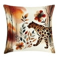 thumbnail image 1 of Ambesonne Leopard Throw Pillow Cushion Cover, Wild Autumn Woodland Art, 18" X 18", Burnt Sienna Amber and Grey, 1 of 2