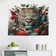 thumbnail image 1 of Ambesonne Leopard Wall Hanging Tapestry, Savage Cat Lace Eucalyptus, 28"x23", Laurel Green Vermilion, 1 of 2