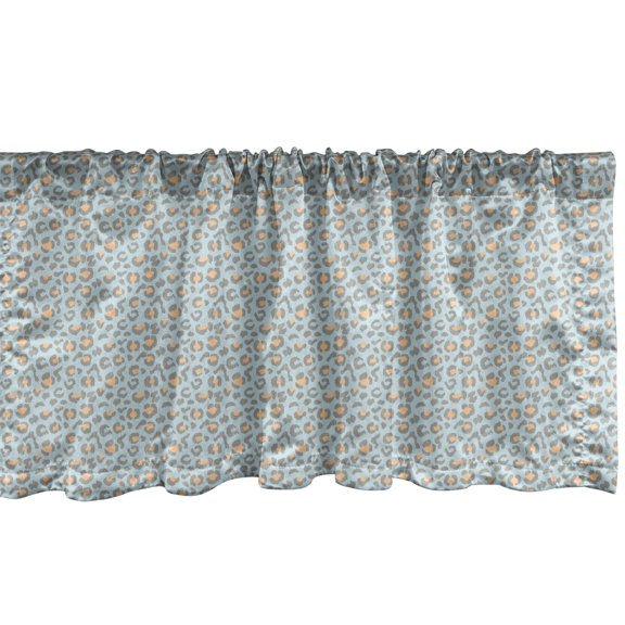 Ambesonne Leopard Window Valance, Animal Print Pastel Colors, 42" x 12", Soft Blue Pastel Brown