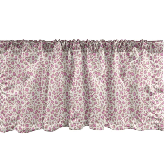 Ambesonne Leopard Window Valance, Exotic Animal Skin Print, 54" X 18", Pink Warm Taupe