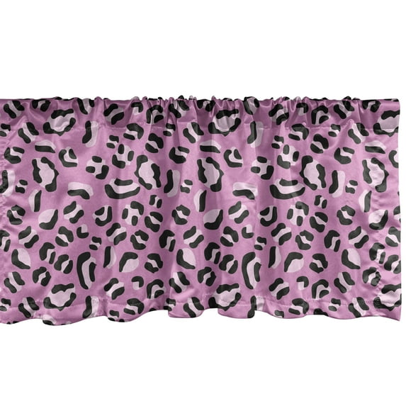 Ambesonne Leopard Window Valance, Group of Skin Print Pattern, 54" X 18", Grey Pink