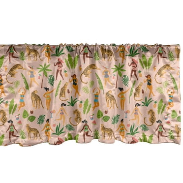Ambesonne Leopard Window Valance, Ladies in Swimsuits Retro, 54" X 12", Pale Peach Multicolor