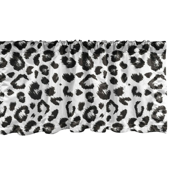 Ambesonne Leopard Window Valance, Monochrome Sketchy Print, 54" X 18", Charcoal Grey and White