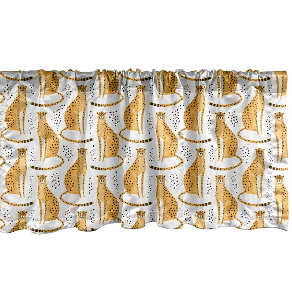 Ambesonne Leopard Window Valance, Savannah Animals Cheetahs, 54" X 18", White Pale Orange
