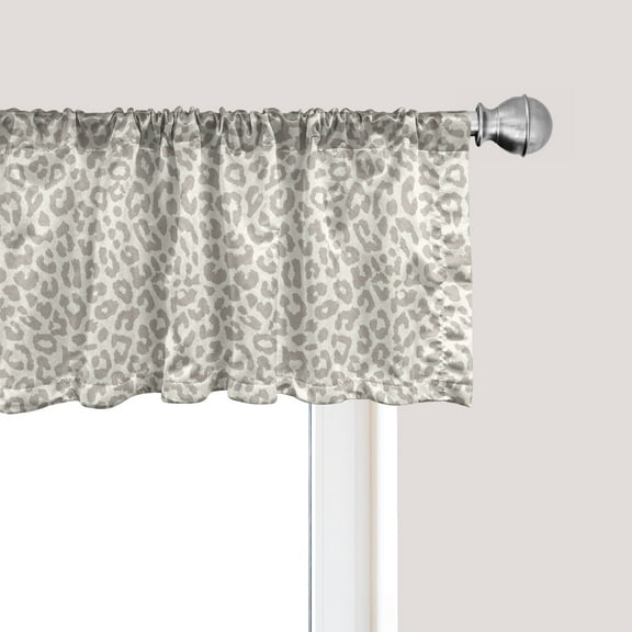 Ambesonne Leopard Window Valance, Skin Print Wildlife Layout, 42" x 12", Pale Taupe Ivory