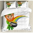 thumbnail image 1 of Ambesonne Leprechaun Duvet Cover Set, Iconic Irish Character, 2-Calking, Lime Green Charcoal Grey, 1 of 7