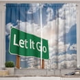 thumbnail image 1 of Ambesonne Let It Go Kitchen Curtains, Freedom Lettering Clouds, 55"x30", Night Blue Forest Green, 1 of 3