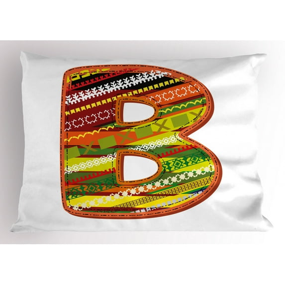 Ambesonne Letter B Pillow Sham, Winter Inspired Style, 36" X 20", Multicolor