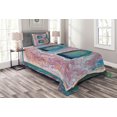 thumbnail image 1 of Ambesonne Letter B Quilted Bedspread Set 2 Pcs, ABC Print Method Old B, Twin Size, Teal Ivory Dark Coral, 1 of 3