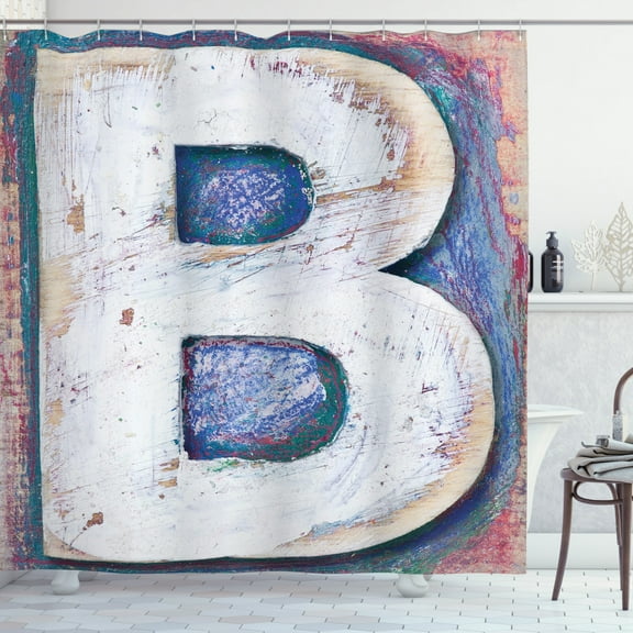 Ambesonne Letter B Shower Curtain, Printing Old B, 69"Wx70"L, Multicolor