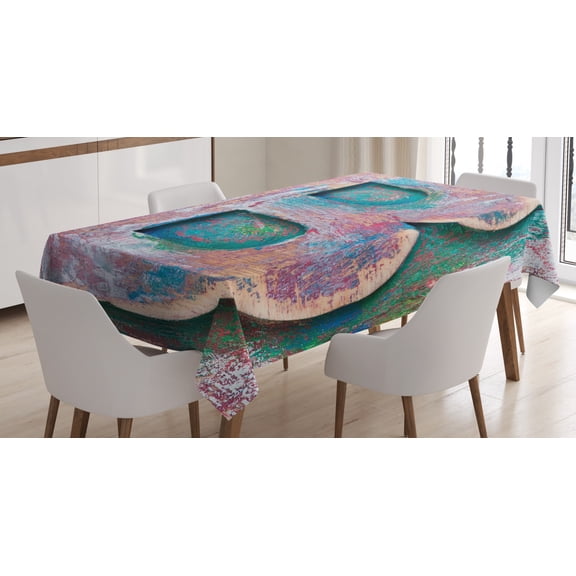 Ambesonne Letter B Tablecloth Rectangular Table Cover, ABC Print Method Old B, 60"x84", Teal Ivory Dark Coral