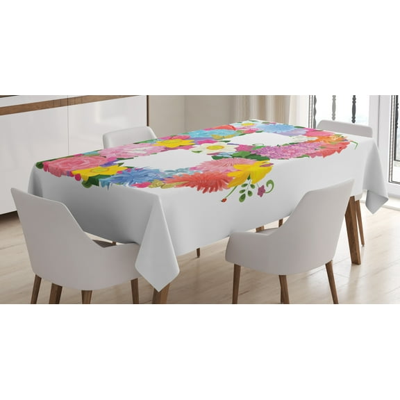 Ambesonne Letter B Tablecloth Rectangular Table Cover, Romantic ABC Sign, 60"x84", Multicolor