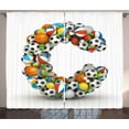 thumbnail image 1 of Ambesonne Letter C Curtains 2 Panel Set, Fun Activity Equipment, 108" x 108", Multicolor, 1 of 3