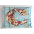 thumbnail image 1 of Ambesonne Letter C Pillow Sham, Marine Life Design C, 26" X 20", Dark Coral Pale Blue, 1 of 2