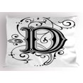 thumbnail image 1 of Ambesonne Letter D Pillow Sham, D Medieval Art, 36" X 20", Black Grey White, 1 of 2