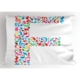 thumbnail image 1 of Ambesonne Letter F Pillow Sham, Music Notes Capital F, 26" X 20", Multicolor, 1 of 2