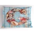 thumbnail image 1 of Ambesonne Letter G Pillow Sham, Pale Wooden Background, 26" X 20", Dark Coral Pale Blue, 1 of 2