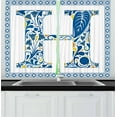 thumbnail image 1 of Ambesonne Letter H Kitchen Curtains, Azulejo Frame, 55"x39", Blue Yellow Orange, 1 of 3