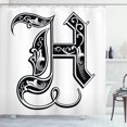 thumbnail image 1 of Ambesonne Letter H Shower Curtain, Rococo Influences, 69"Wx84"L, Black White, 1 of 3