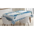 thumbnail image 1 of Ambesonne Letter H Tablecloth Rectangular Table Cover, Azulejo Frame, 52"x70", Blue Yellow Orange, 1 of 4