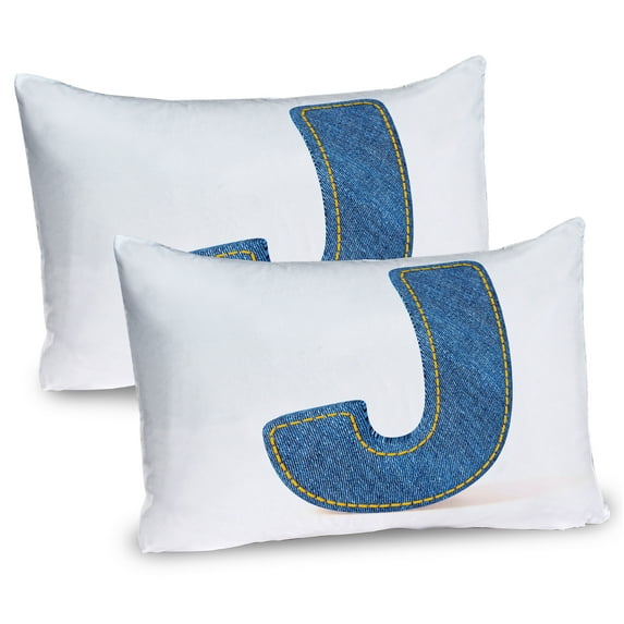 Ambesonne Letter J Pillow Sham 2 Pack, Theme Themed Design, 36"x20", Blue Marigold