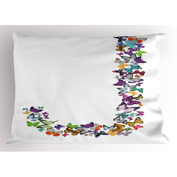 Ambesonne Letter J Pillow Sham, Alphabet Tropic Nature, 26" X 20", Multicolor