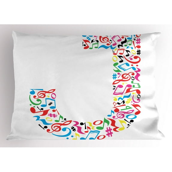 Ambesonne Letter J Pillow Sham, J Typography, 26" X 20", Multicolor