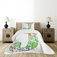 thumbnail image 1 of Ambesonne Letter J Quilted Bedspread Set 2 Pcs, Initials Tropic Flower, Twin Size, Multicolor, 1 of 3