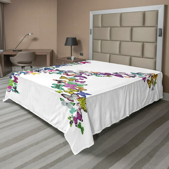 Ambesonne Letter K Flat Sheet, Nature Typography, Full Size, Multicolor