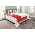 thumbnail image 1 of Ambesonne Letter L Quilted Bedspread Set 3 Pcs, Ripe Strawberry Letter, Queen Size, Vermilion Green Orange, 1 of 3