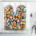 thumbnail image 1 of Ambesonne Letter M Shower Curtain, Alphabet Sports Balls, 69"Wx84"L, Multicolor, 1 of 3
