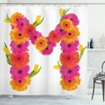 thumbnail image 1 of Ambesonne Letter M Shower Curtain, Gerbera Flowers Tulips, 69"Wx84"L, Hot Pink Orange Green, 1 of 3