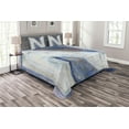 thumbnail image 1 of Ambesonne Letter N Quilted Bedspread Set 3 Pcs, N from Alphabet, King Size, Violet Blue White, 1 of 3