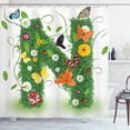 thumbnail image 1 of Ambesonne Letter N Shower Curtain, Daisy Butterfly Garden, 69"Wx84"L, Green Multicolor, 1 of 3