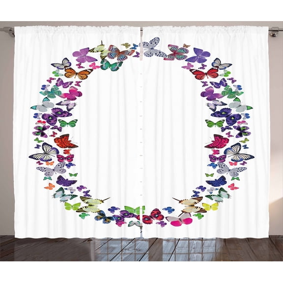Ambesonne Letter O Curtains 2 Panel Set, ABC of Summer Nature, 108" x 63", Multicolor