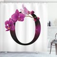 thumbnail image 1 of Ambesonne Letter O Shower Curtain, O Alphabet and Orchid, 69"Wx75"L, Fuchsia Black, 1 of 3