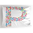 thumbnail image 1 of Ambesonne Letter P Pillow Sham, Music Notes Uppercase, 26" X 20", Multicolor, 1 of 2