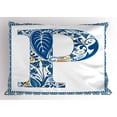 thumbnail image 1 of Ambesonne Letter P Pillow Sham, P and Forest Leaves, 36" X 20", Blue Yellow Orange, 1 of 2