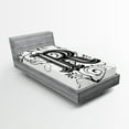 thumbnail image 1 of Ambesonne Letter R Fitted Sheet, Antique R Typography, Twin Size, Black Grey White, 1 of 3