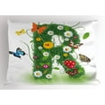 thumbnail image 1 of Ambesonne Letter R Pillow Sham, Flora and Fauna R, 26" X 20", Green Multicolor, 1 of 2