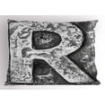 thumbnail image 1 of Ambesonne Letter R Pillow Sham, Iron Tones Uppercase R, 36" X 20", Grey, 1 of 2