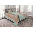 thumbnail image 1 of Ambesonne Letter R Quilted Bedspread Set 3 Pcs, Alphabet Letterpress R, King Size, Mint Green Pale Brown, 1 of 3