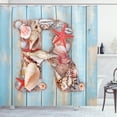 thumbnail image 1 of Ambesonne Letter R Shower Curtain, Tropic Animal Alphabet, 69"Wx84"L, Dark Coral Pale Blue, 1 of 3