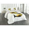 thumbnail image 1 of Ambesonne Letter S Quilted Coverlet 3 Pcs, Sunflower Art Design, King Size, Yellow Green Black, 1 of 4
