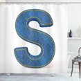thumbnail image 1 of Ambesonne Letter S Shower Curtain, Retro Denim Concept, 69"Wx70"L, Blue Yellow, 1 of 3