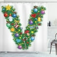 thumbnail image 1 of Ambesonne Letter V Shower Curtain, Ornamental Tree Bells, 69"Wx70"L, Multicolor, 1 of 3
